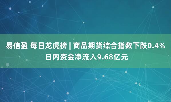 易信盈 每日龙虎榜 | 商品期货综合指数下跌0.4% 日内资金净流入9.68亿元