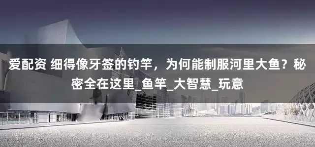 爱配资 细得像牙签的钓竿，为何能制服河里大鱼？秘密全在这里_鱼竿_大智慧_玩意